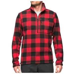 The North Face Gordon Lyons 1/4 Zip Long Sleeve Sweater, Size Large, Red/Black